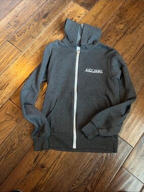 Bella Canvas Charcoal Gray Zip Hoodie with White Zipper